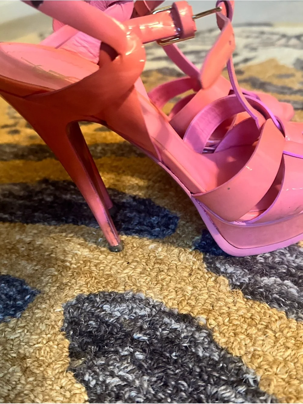 Yves Saint Laurent Glossy Pink Platform Stiletto Sandals